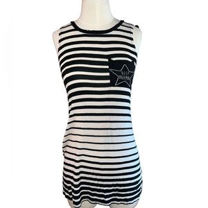 NABEE GIRLS | BLACK ANS WHITE SLEEVELESS MIDI STRIPED TANK STYLE DRESS SZ 8